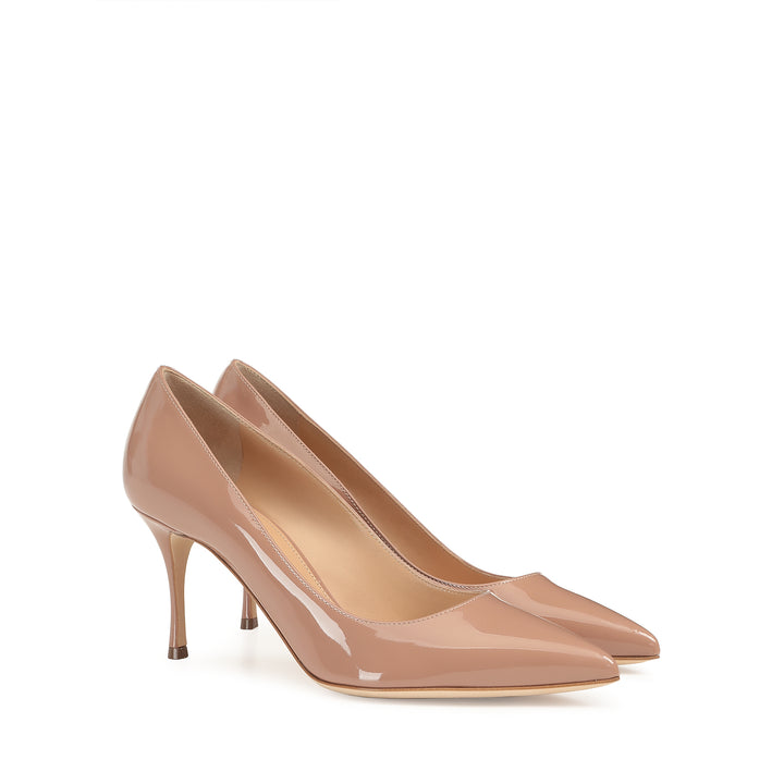 Sergio Rossi Godiva Leather Pump Heels in Nude