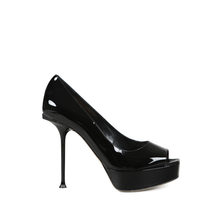 Sergio Rossi sr Milano open-toe stiletto pump heel in black (side)